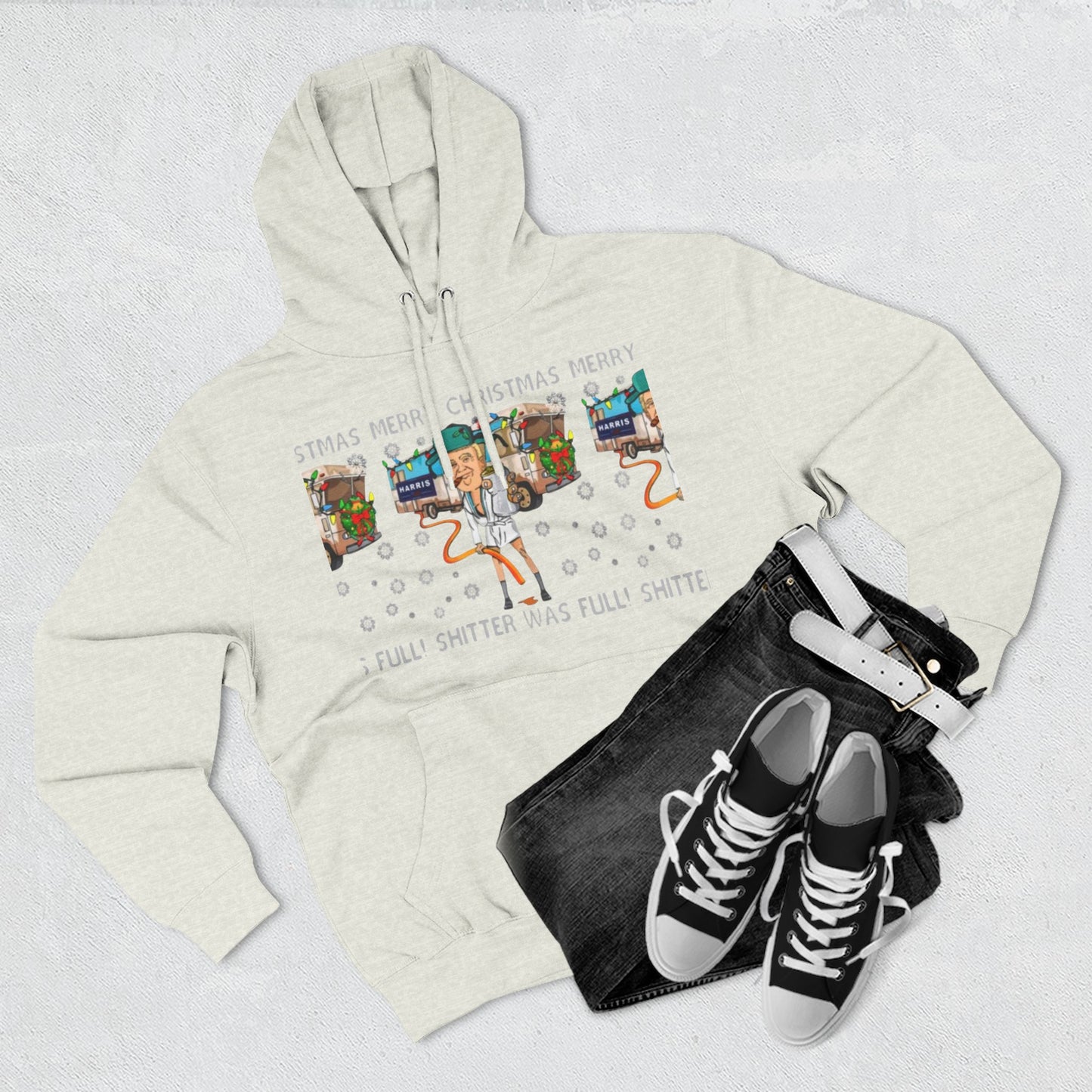 Christmas Vacation Three-Panel Hoodie, Funny Holiday Fleece Sweatshirt, Gift for