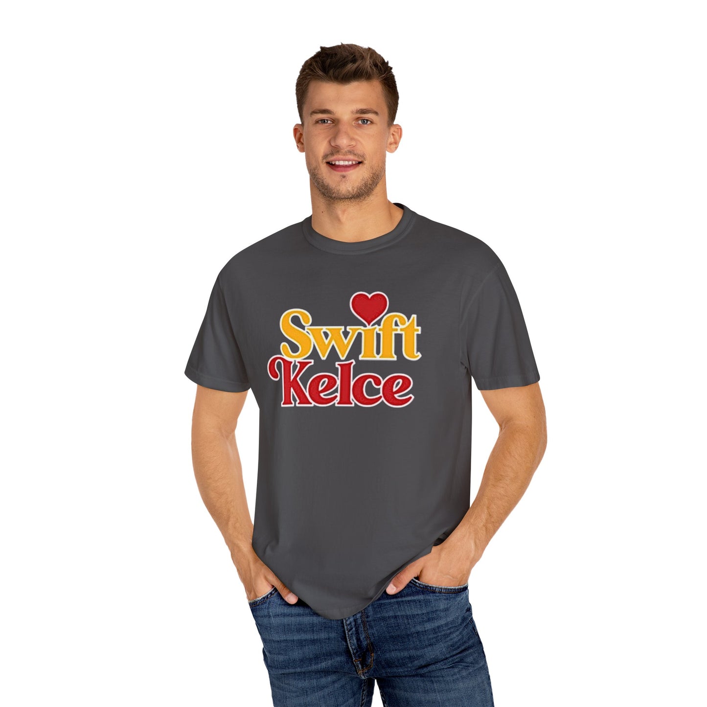 Kansas City Chiefs Football Tee, Travis Kelce #87, Swiftie Love Shirt with Heart