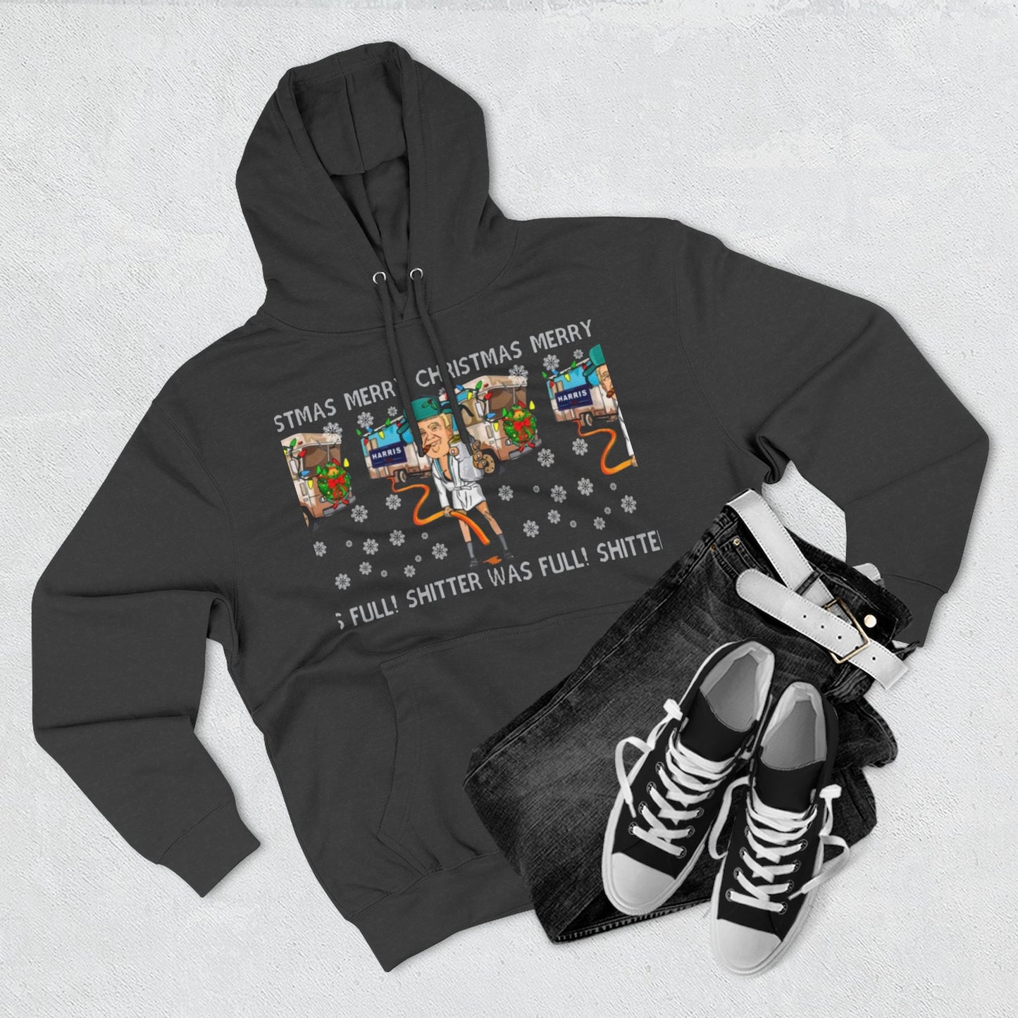 Christmas Vacation Three-Panel Hoodie, Funny Holiday Fleece Sweatshirt, Gift for