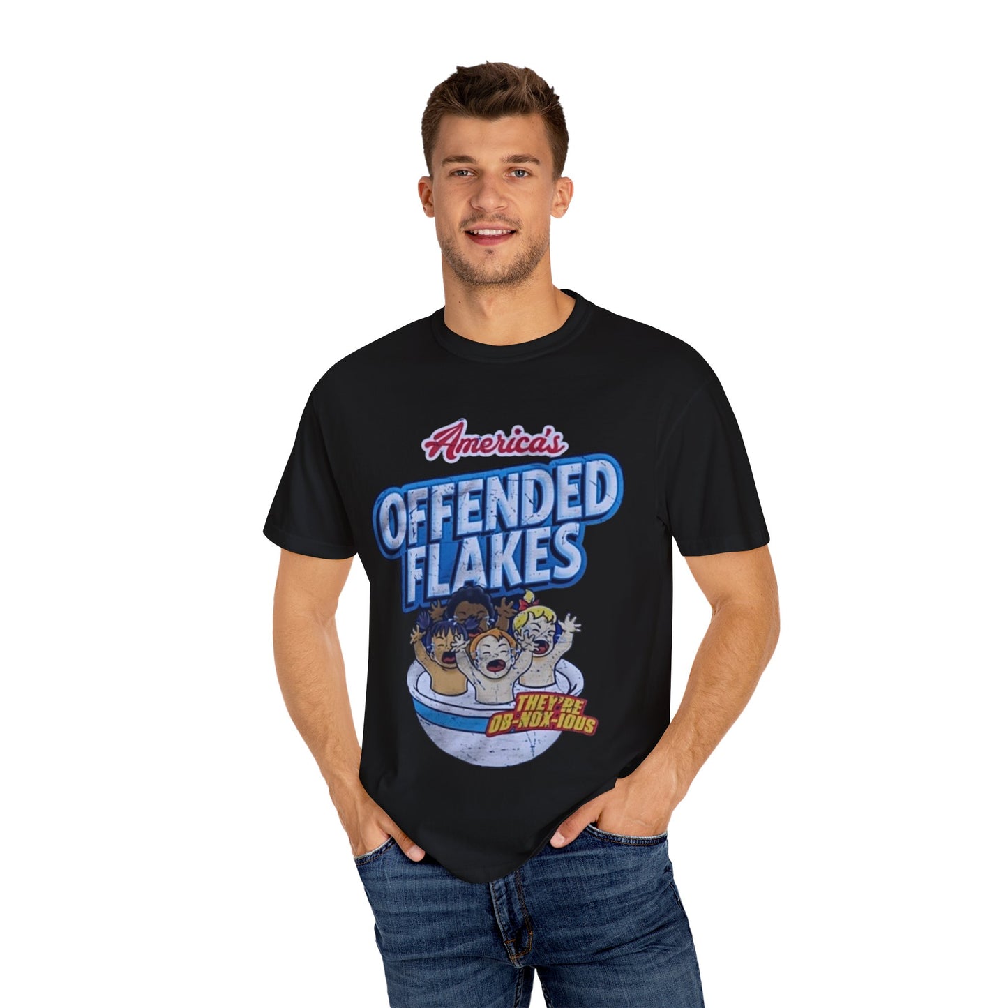 Offended Flakes Cereal Humor Unisex Tee, Liberal Trigger Shirt, Kellogs Corn