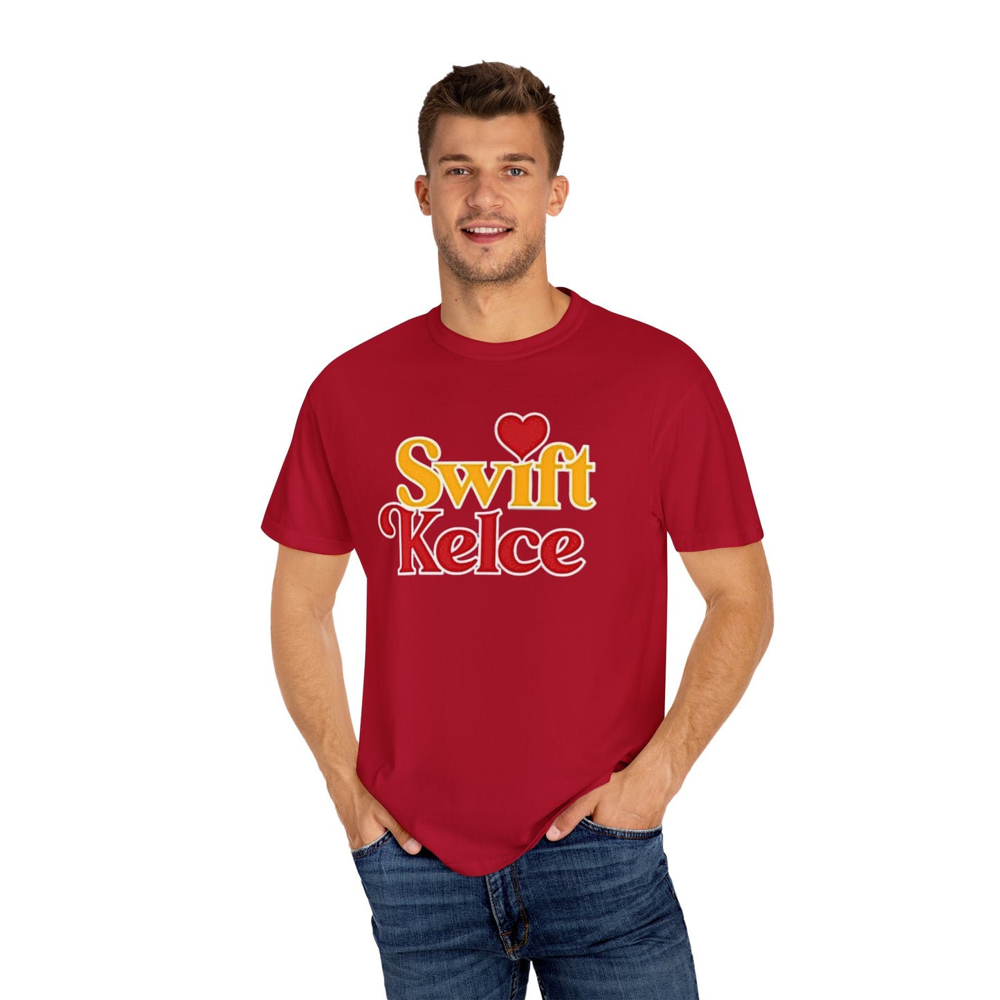 Kansas City Chiefs Football Tee, Travis Kelce #87, Swiftie Love Shirt with Heart