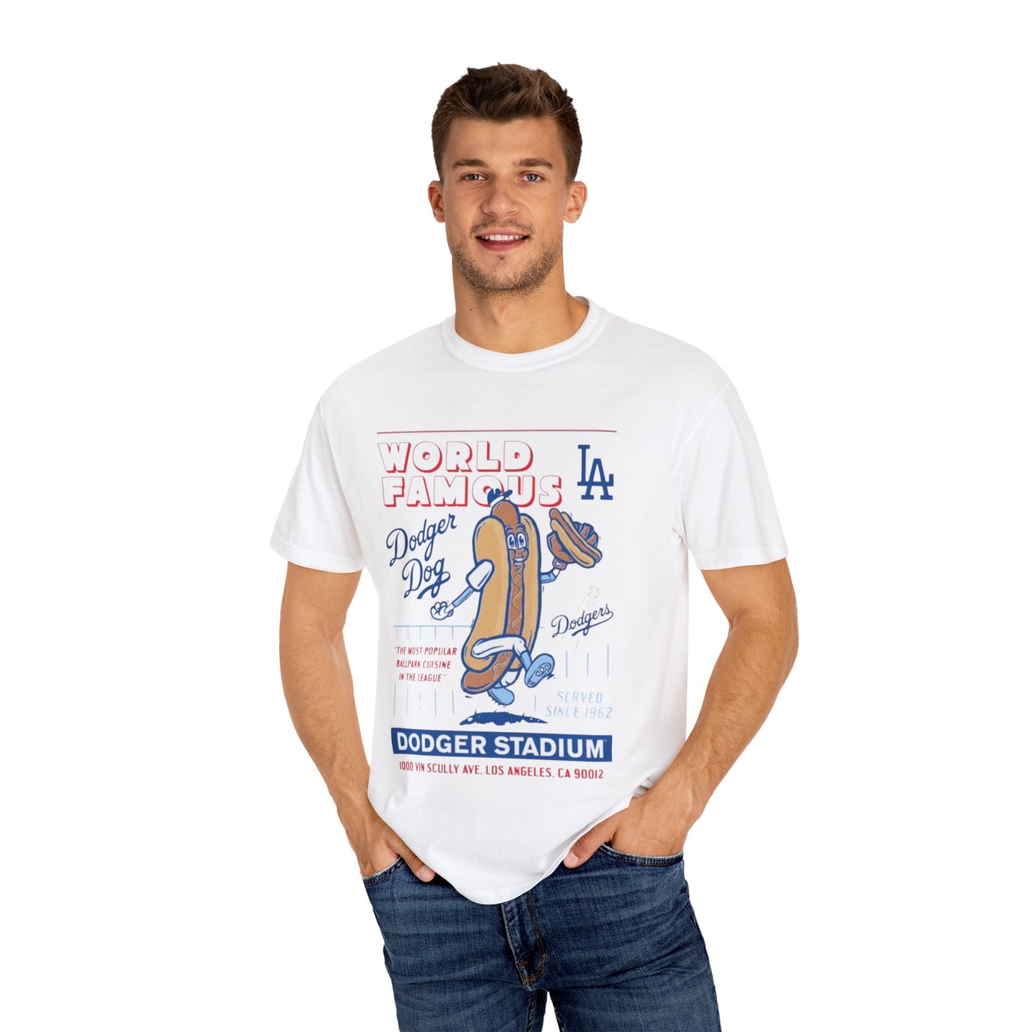 MLB Dodger Stadium Hotdog Man Unisex Tee, Famous Cuisine, Dodgers Baseball Fan