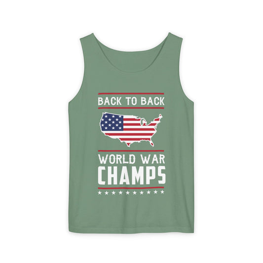 4th of July USA Back to Back World War Champions Tank, Merica Red White Blue