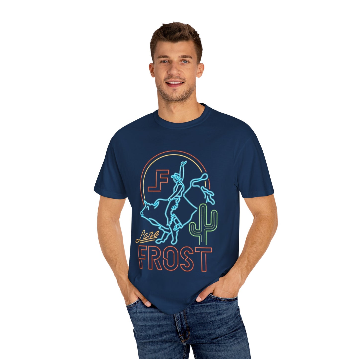 Lane Frost Bull Riding Neon Light Tee, Rodeo Bull Riding Fan Gift Unisex Legend