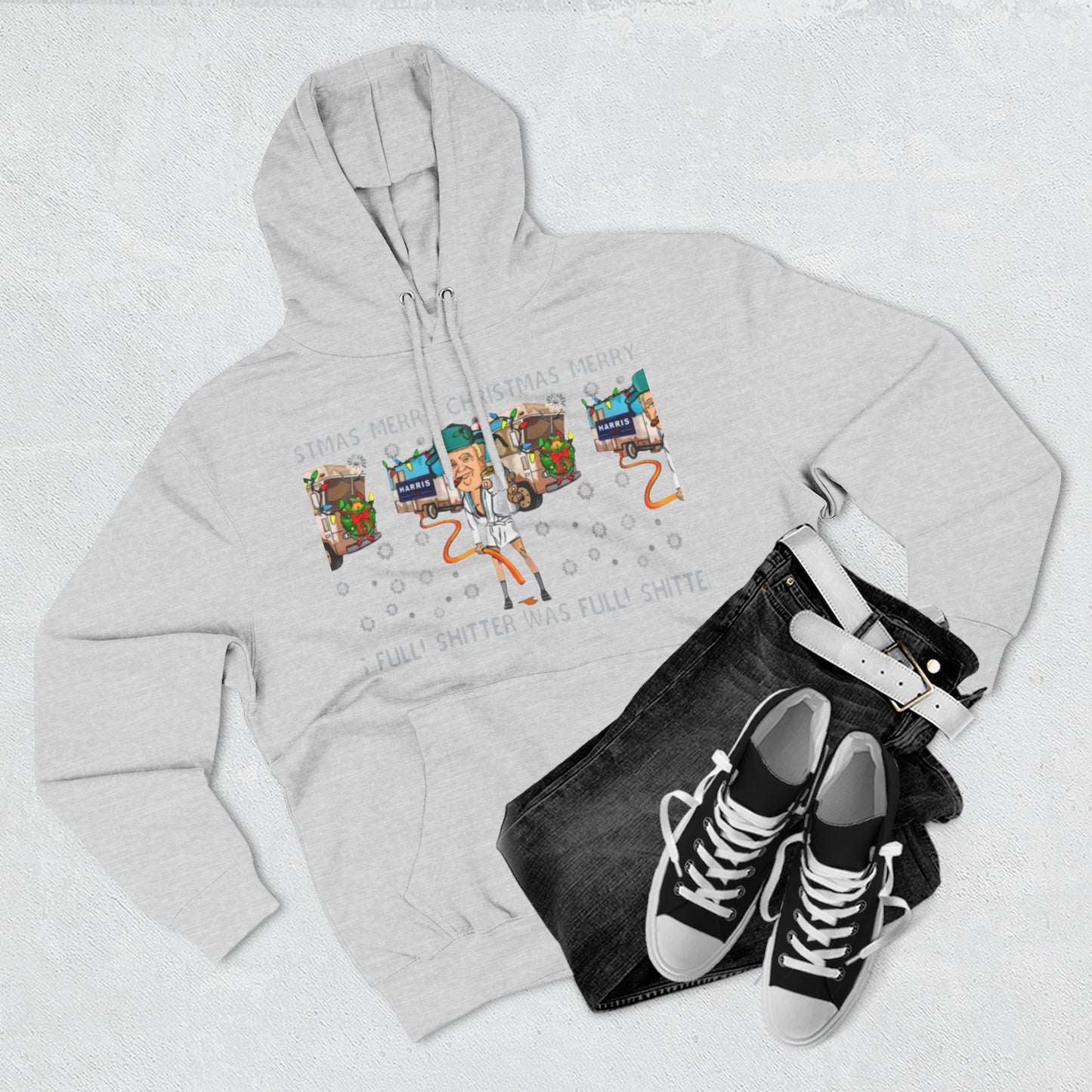 Christmas Vacation Three-Panel Hoodie, Funny Holiday Fleece Sweatshirt, Gift for
