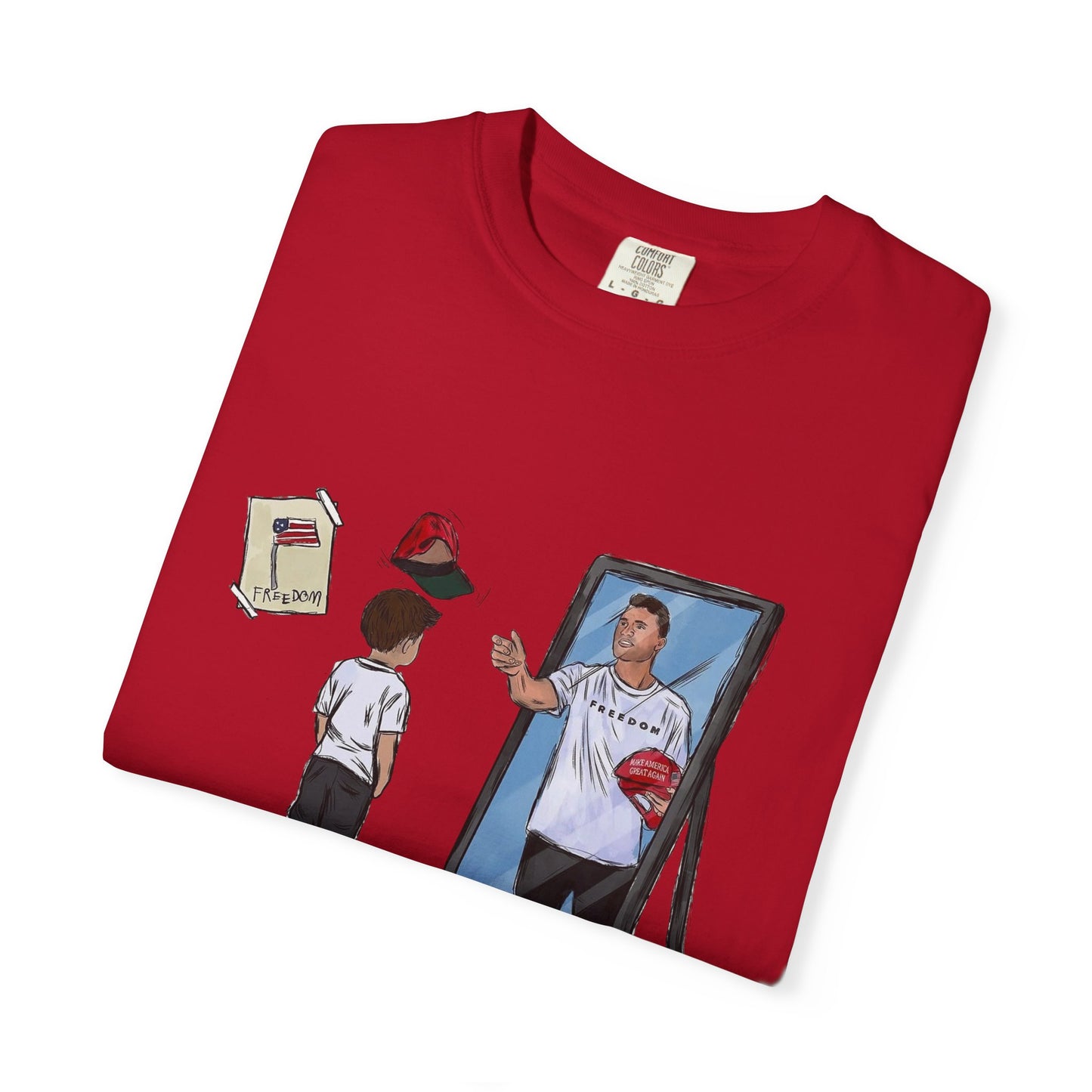 Charlie Kirk Cartoon Drawing Legacy T-shirt, MAGA Hat Throw Tee, Freedom Sign