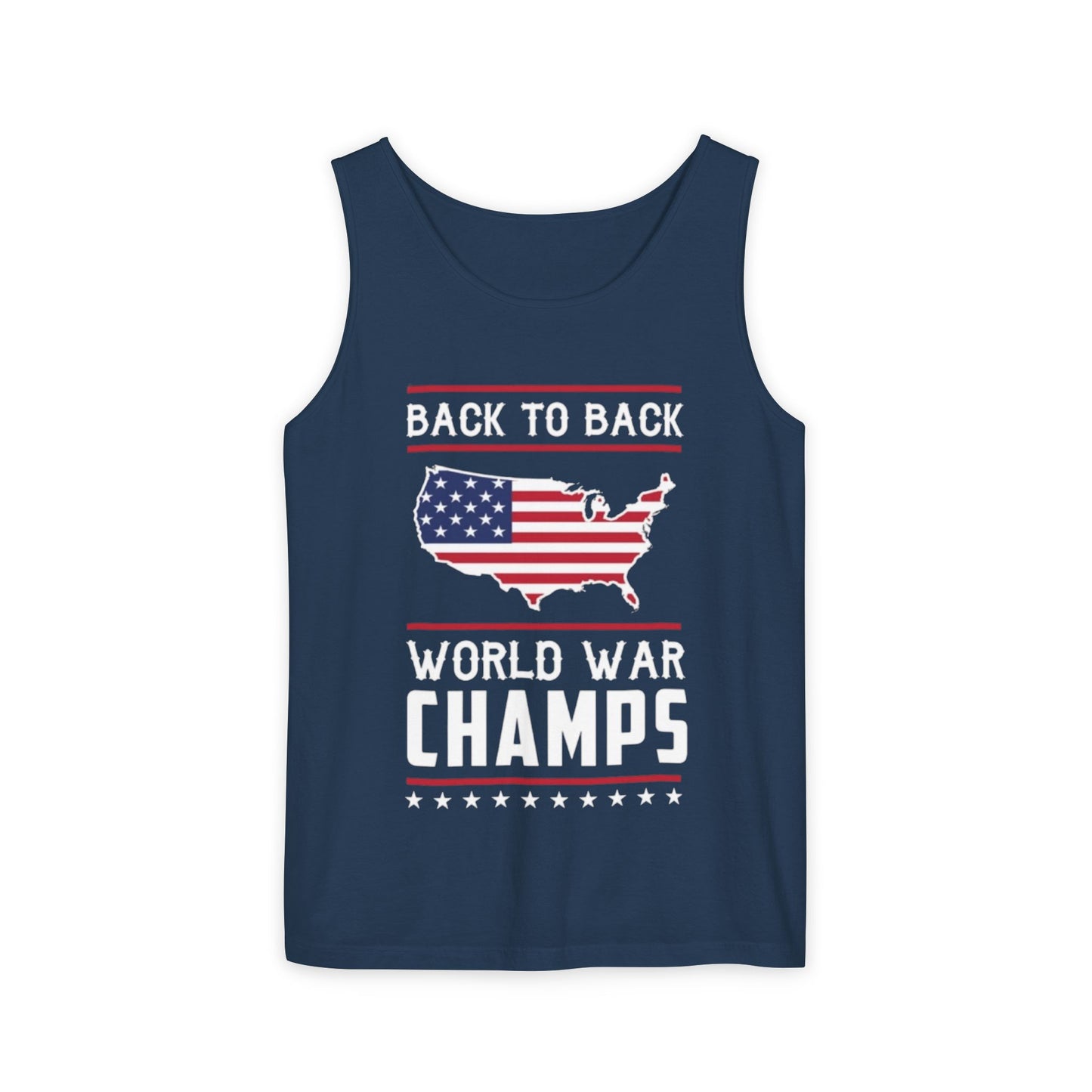 4th of July USA Back to Back World War Champions Tank, Merica Red White Blue