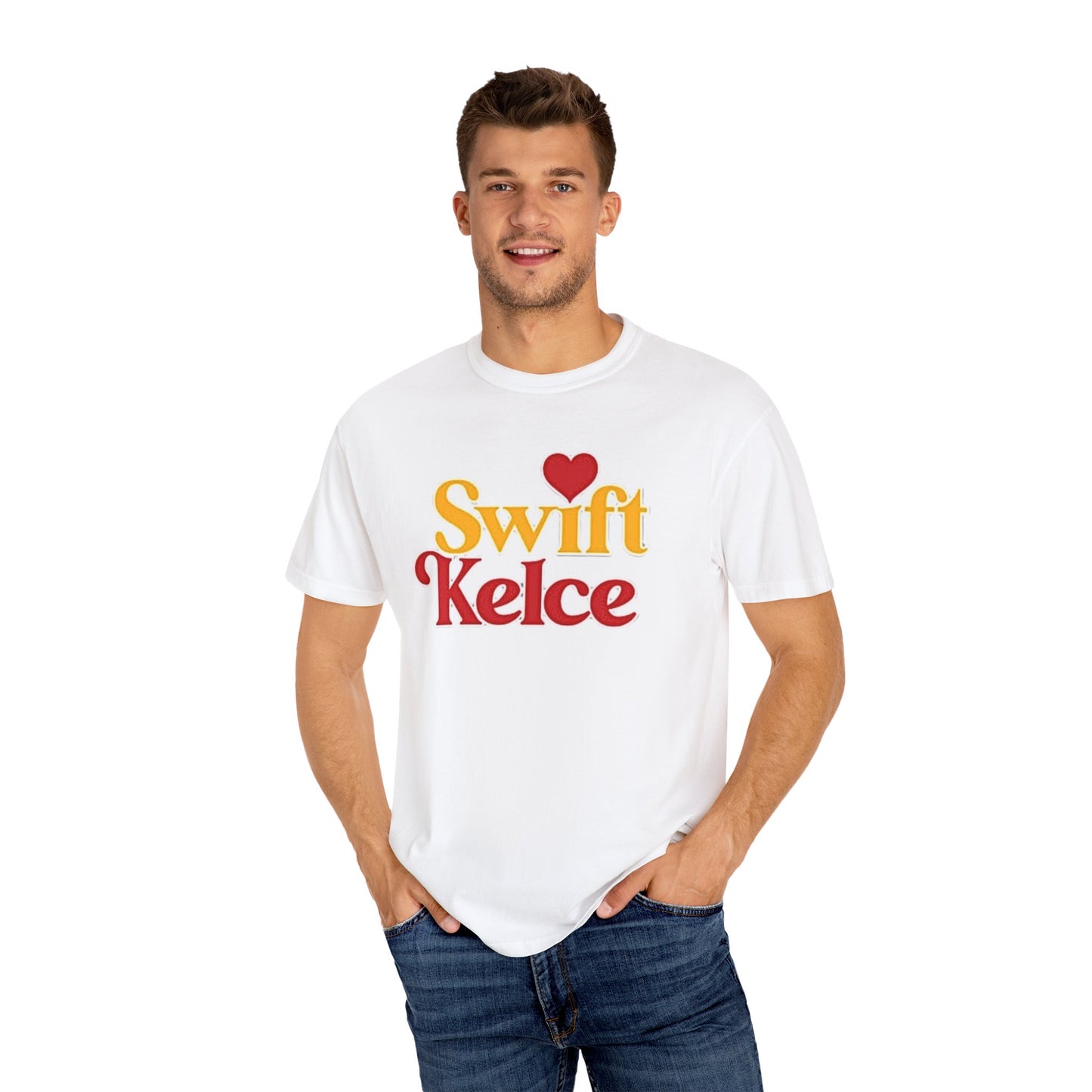 Kansas City Chiefs Football Tee, Travis Kelce #87, Swiftie Love Shirt with Heart
