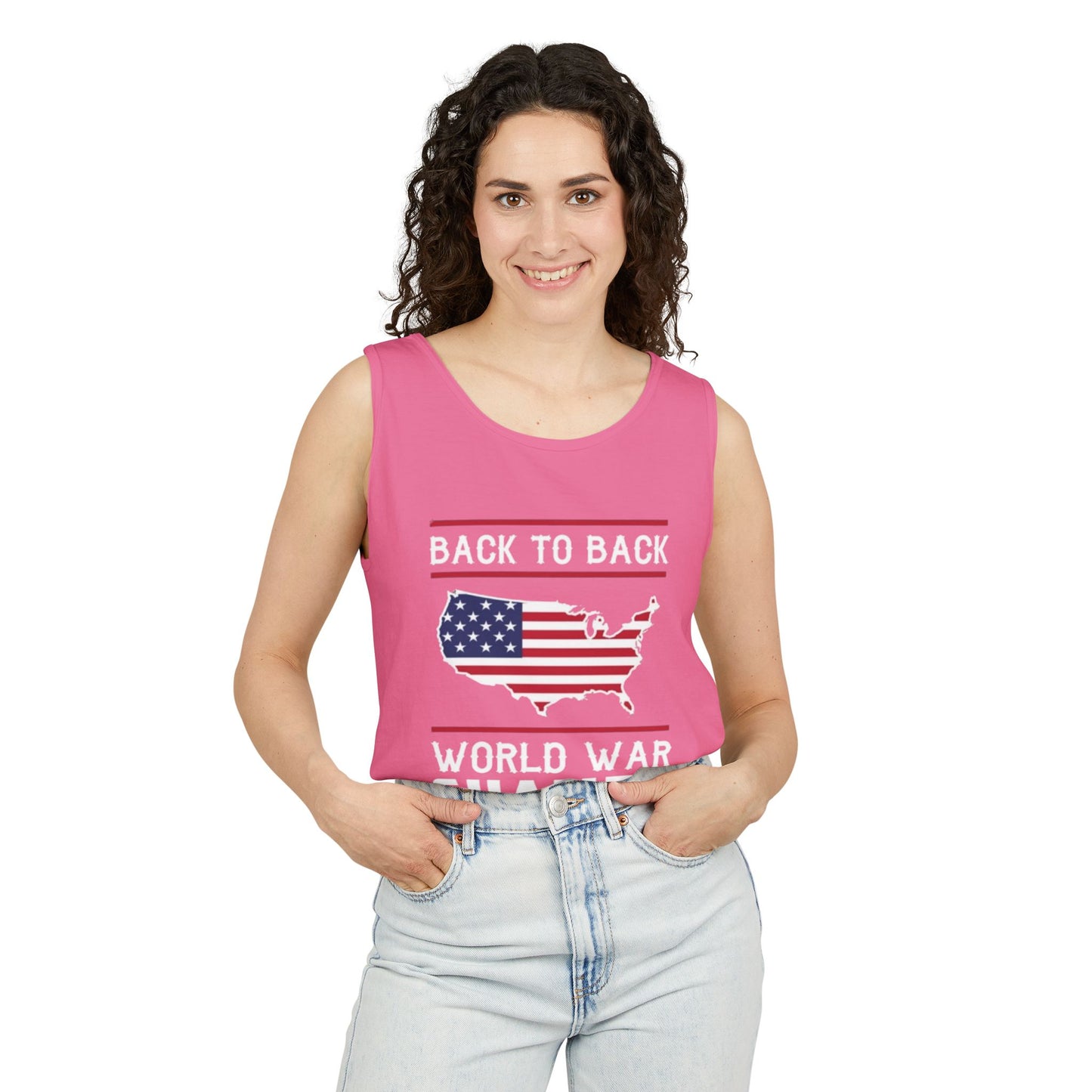 4th of July USA Back to Back World War Champions Tank, Merica Red White Blue