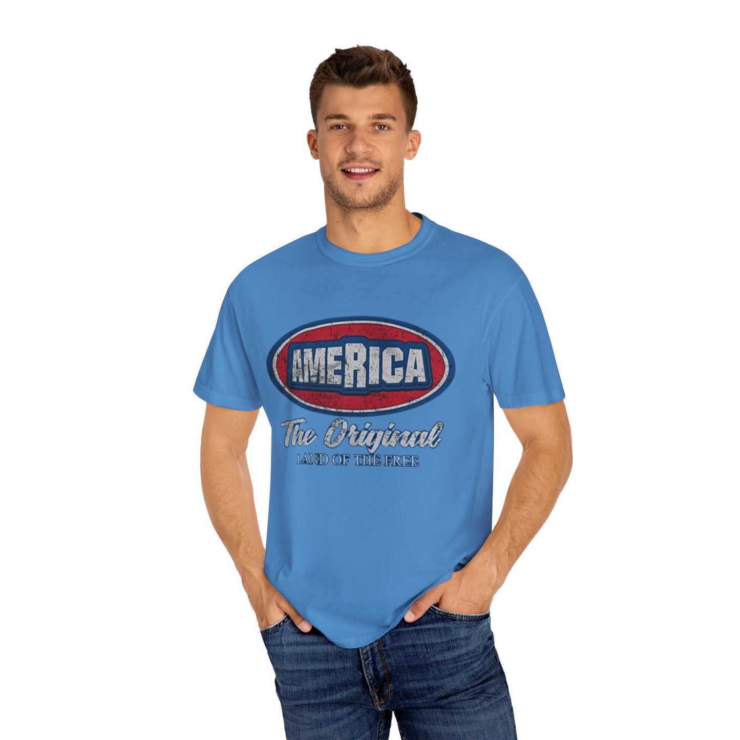 America The Original Land of the Free Patriotic Kingsford Logo Red White and
