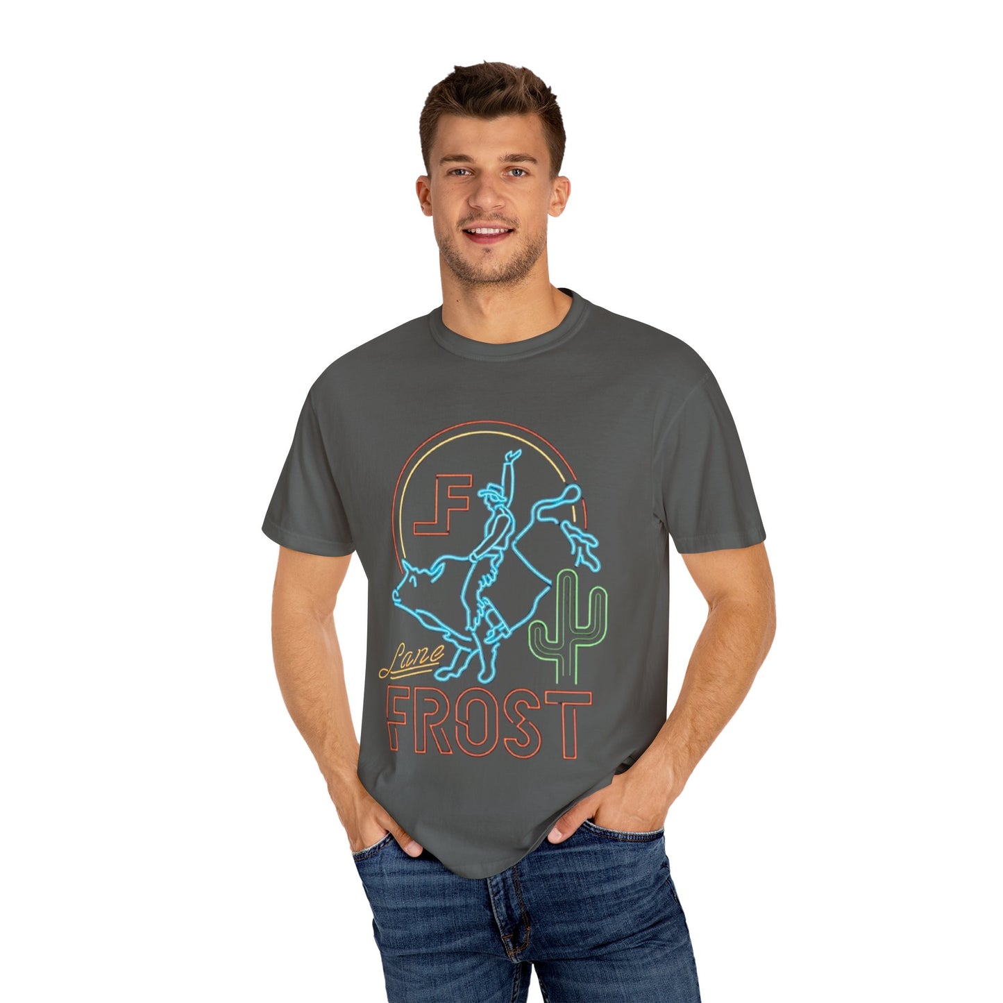 Lane Frost Bull Riding Neon Light Tee, Rodeo Bull Riding Fan Gift Unisex Legend