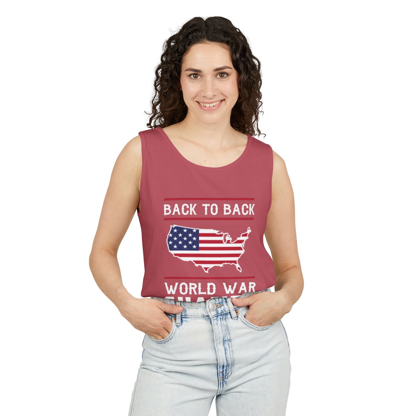 4th of July USA Back to Back World War Champions Tank, Merica Red White Blue