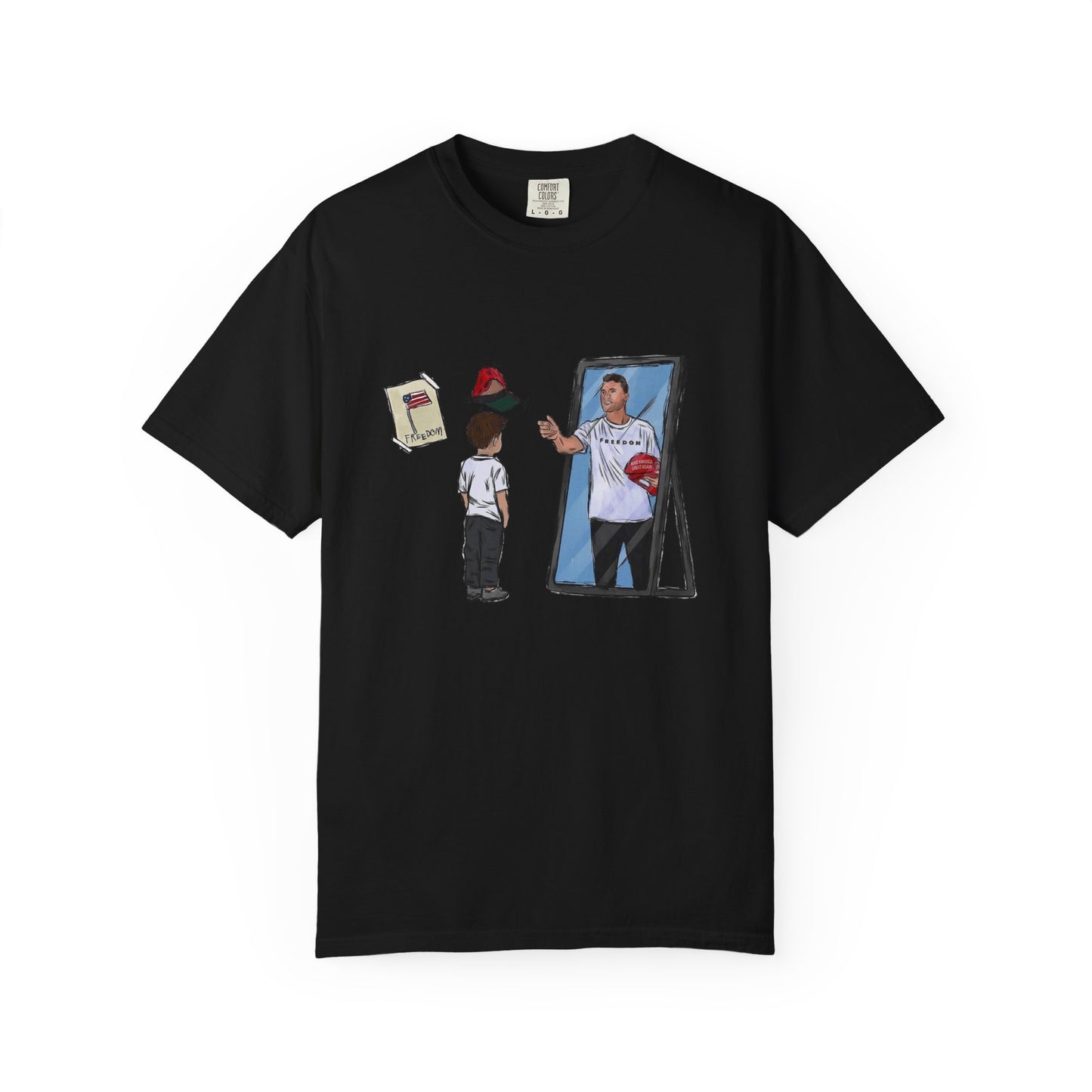 Charlie Kirk Cartoon Drawing Legacy T-shirt, MAGA Hat Throw Tee, Freedom Sign