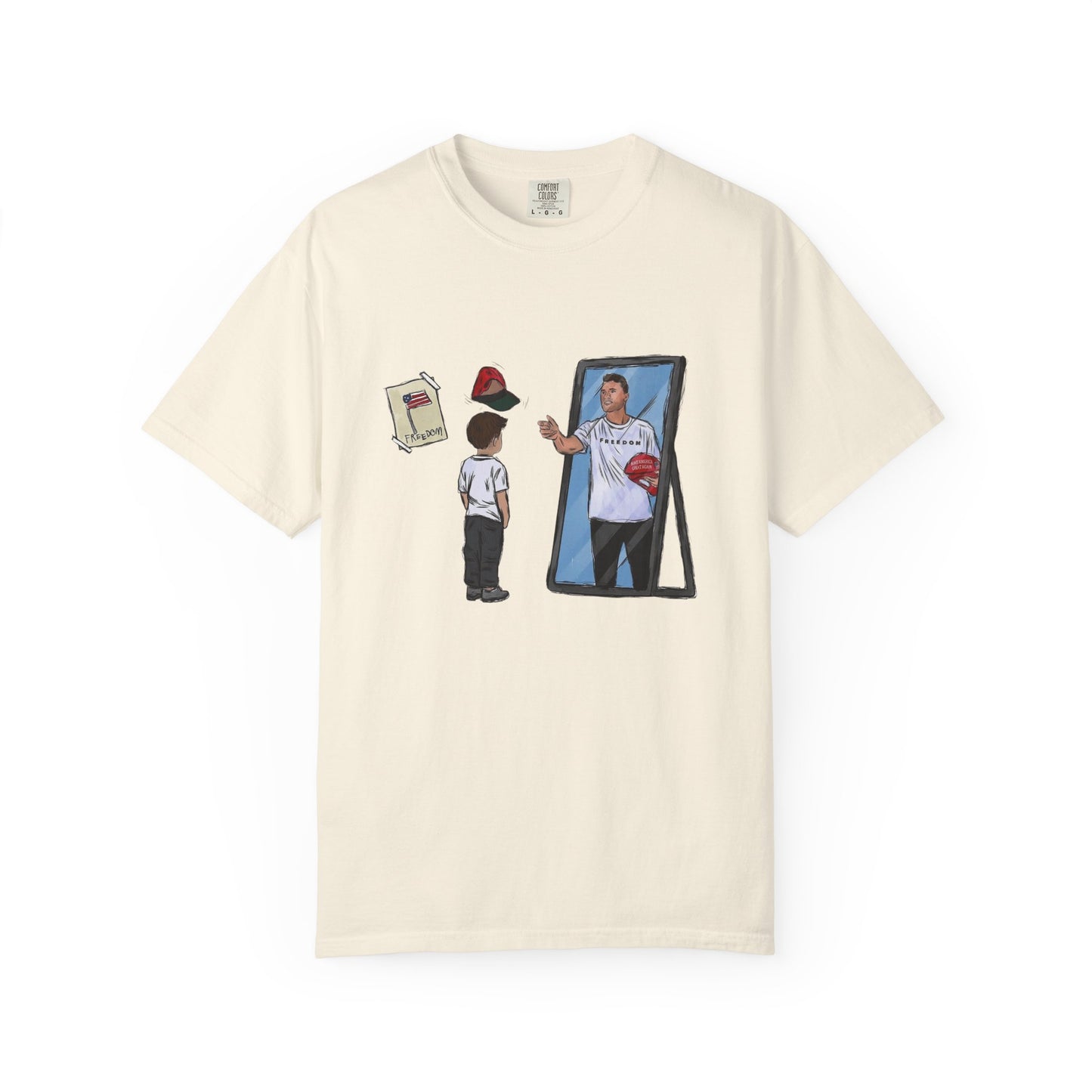 Charlie Kirk Cartoon Drawing Legacy T-shirt, MAGA Hat Throw Tee, Freedom Sign