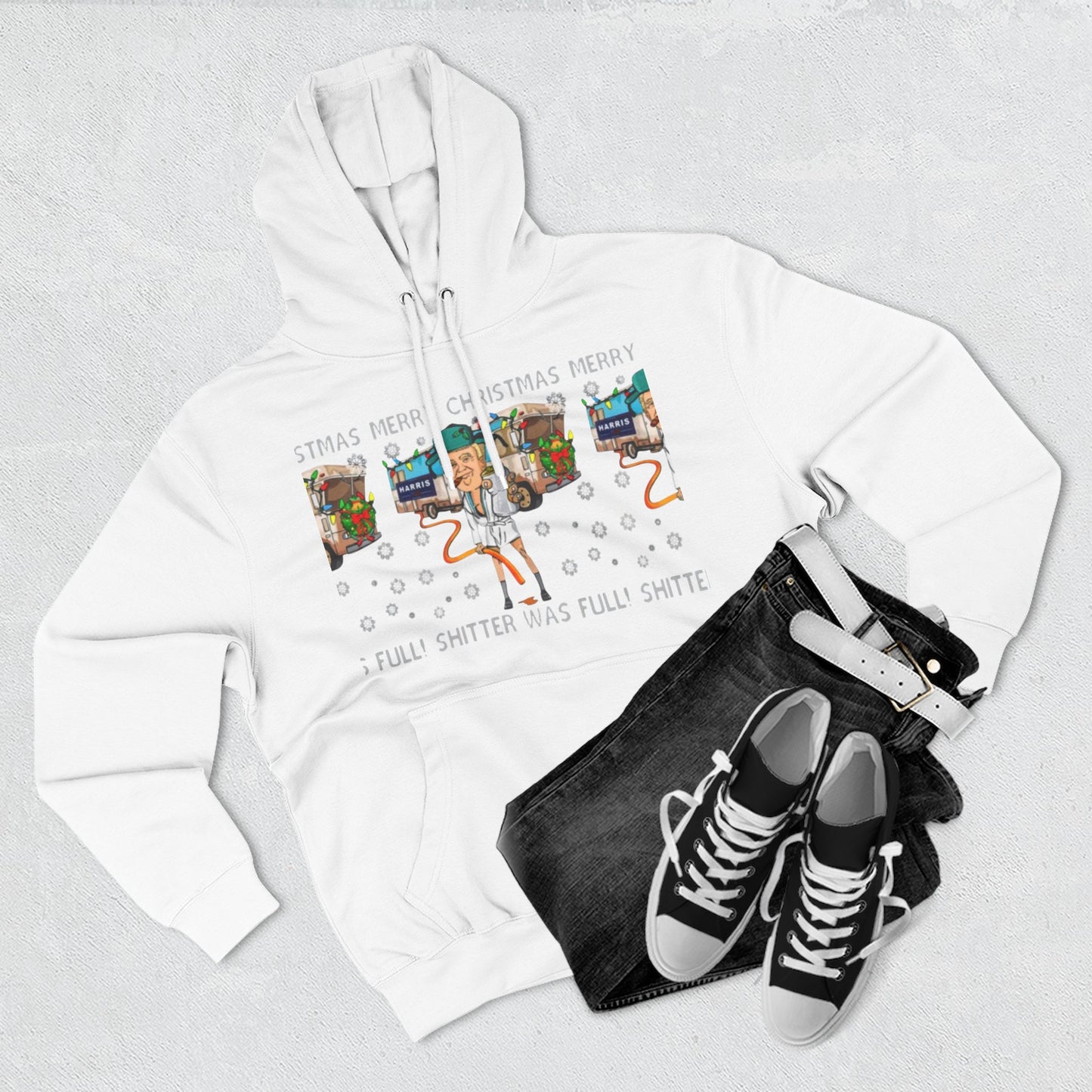 Christmas Vacation Three-Panel Hoodie, Funny Holiday Fleece Sweatshirt, Gift for