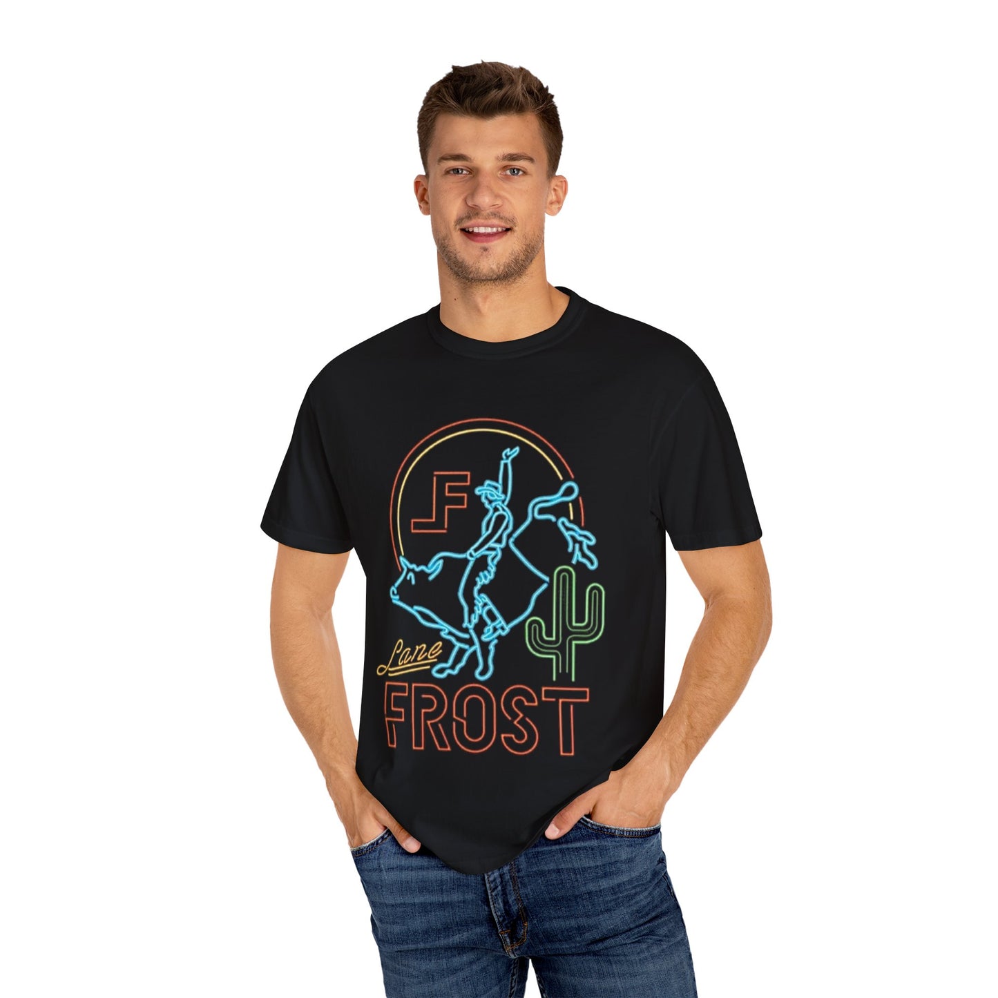 Lane Frost Bull Riding Neon Light Tee, Rodeo Bull Riding Fan Gift Unisex Legend