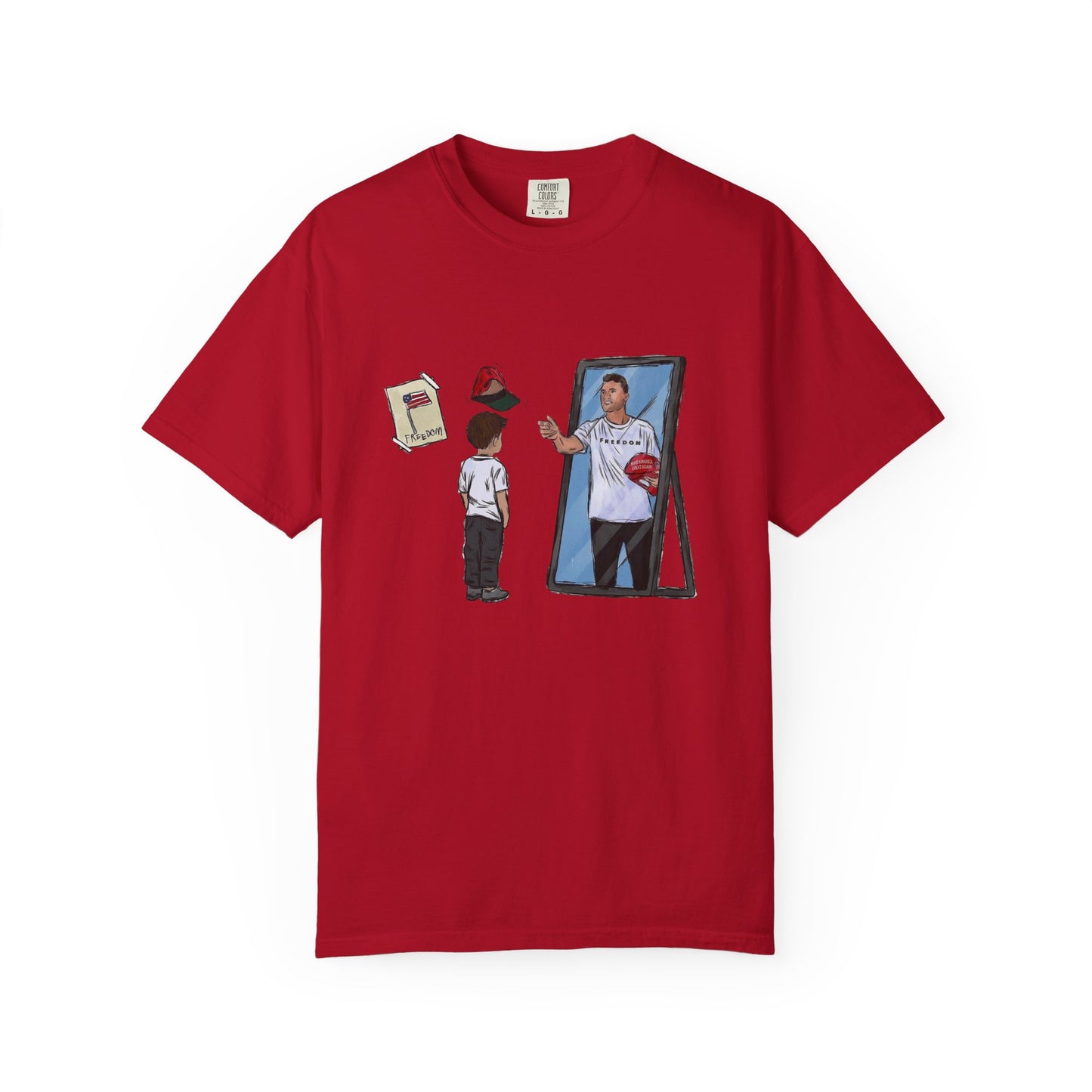Charlie Kirk Cartoon Drawing Legacy T-shirt, MAGA Hat Throw Tee, Freedom Sign
