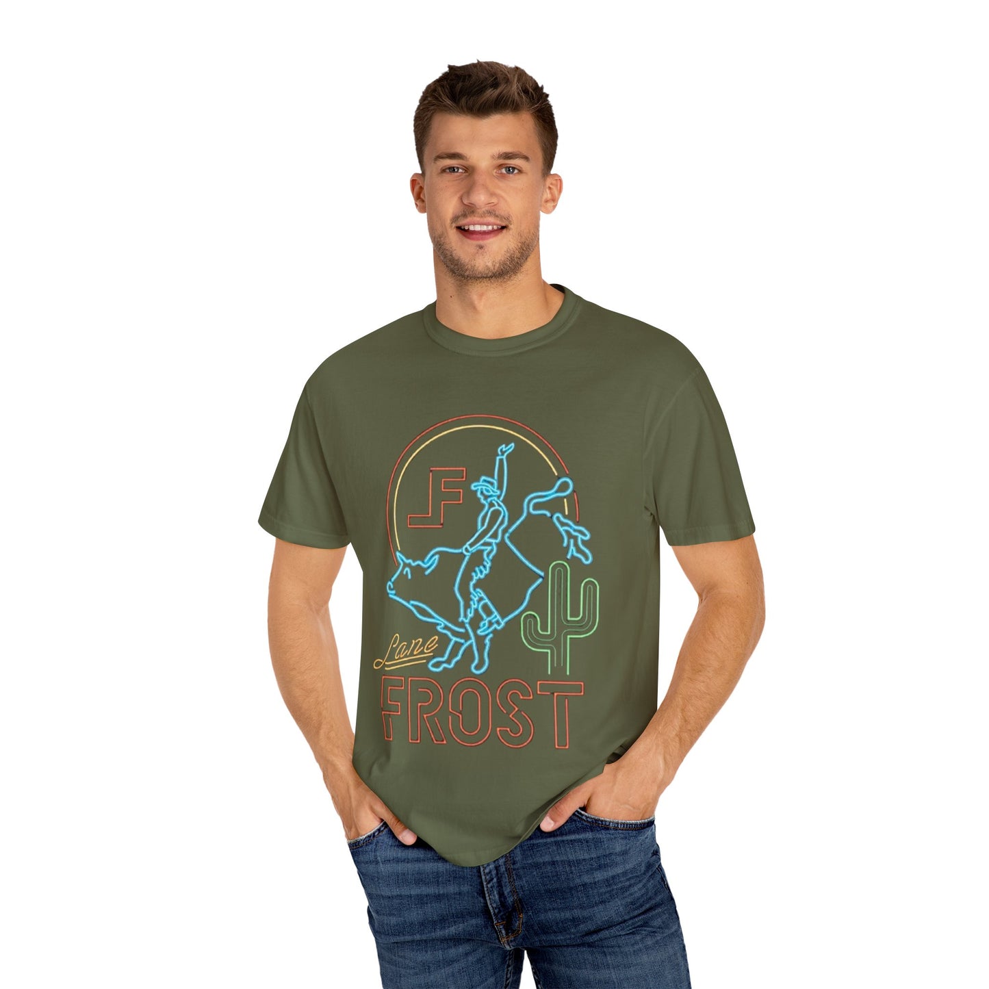 Lane Frost Bull Riding Neon Light Tee, Rodeo Bull Riding Fan Gift Unisex Legend
