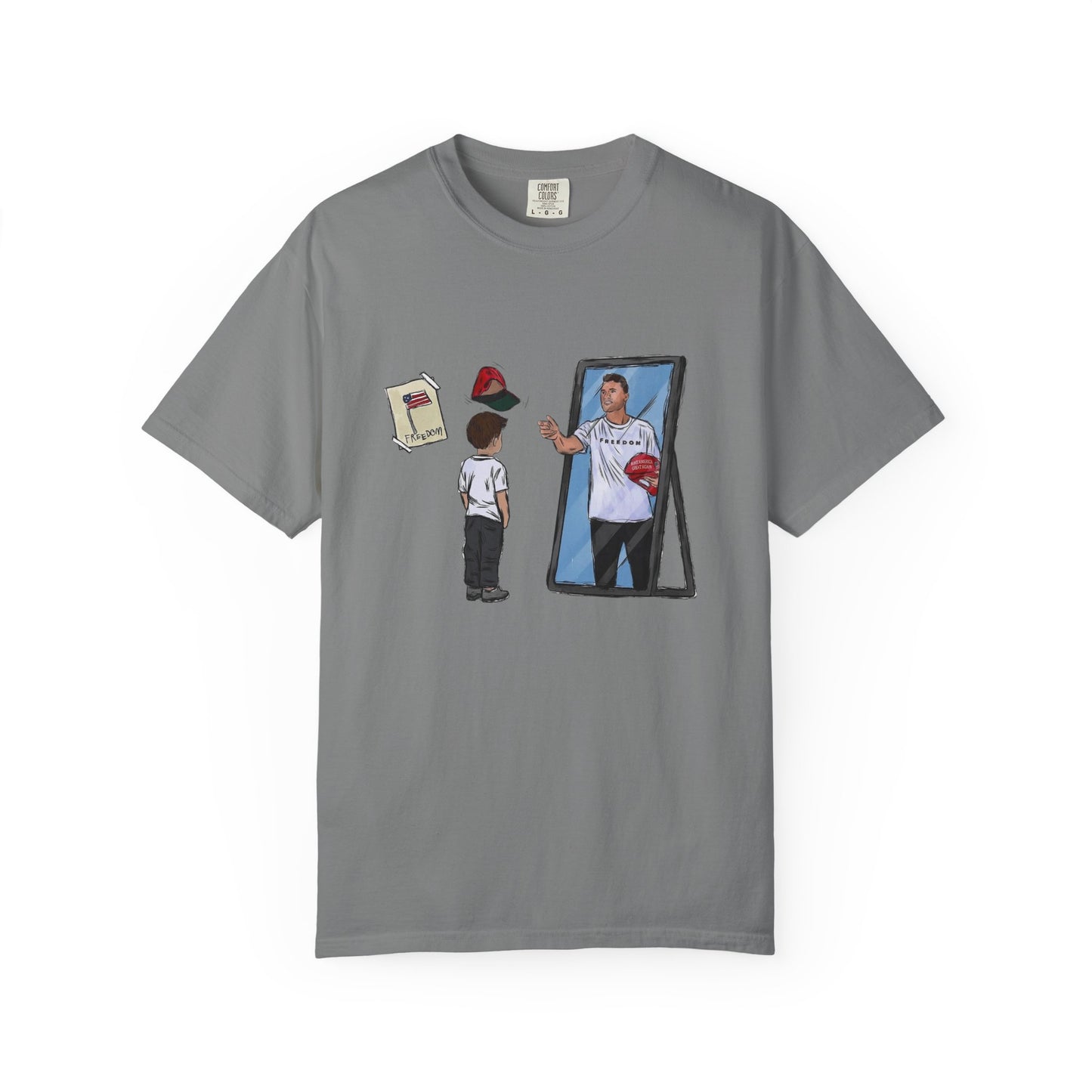 Charlie Kirk Cartoon Drawing Legacy T-shirt, MAGA Hat Throw Tee, Freedom Sign
