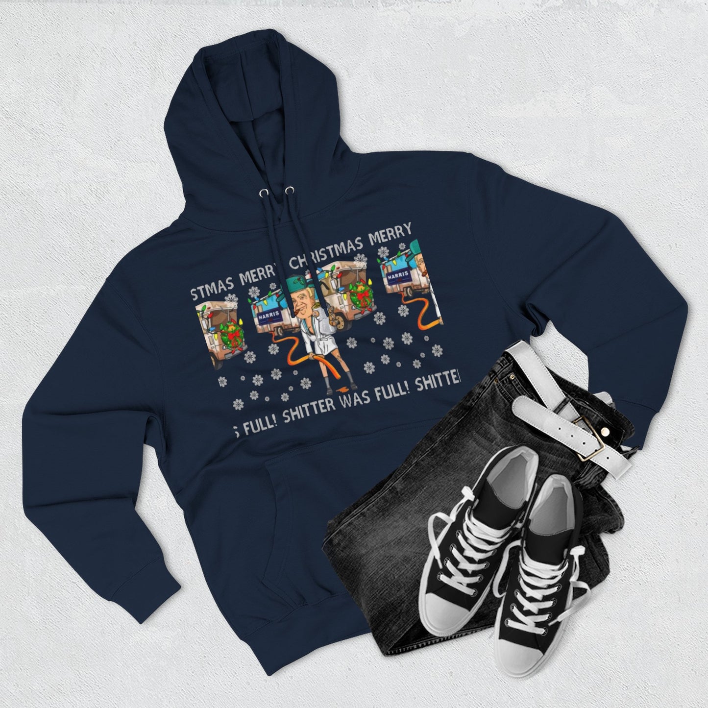 Christmas Vacation Three-Panel Hoodie, Funny Holiday Fleece Sweatshirt, Gift for